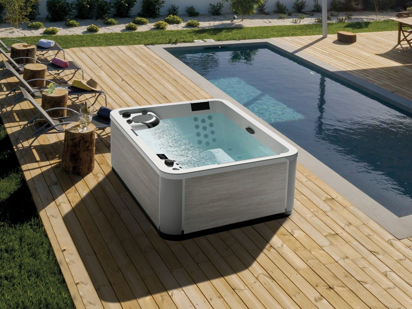 Открытый 3-местный мини-бассейн с хромотерапией Kinedo A300 ARCH-00149392 - Вид №1