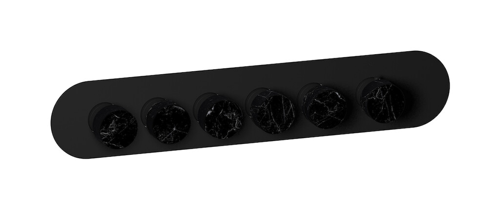 Комплект наружных частей термостата на 5 потребителей - горизонтальная овальная панель с ручками Marmo WE ARE IB eua522npnmr_2 Matt Black Aqua