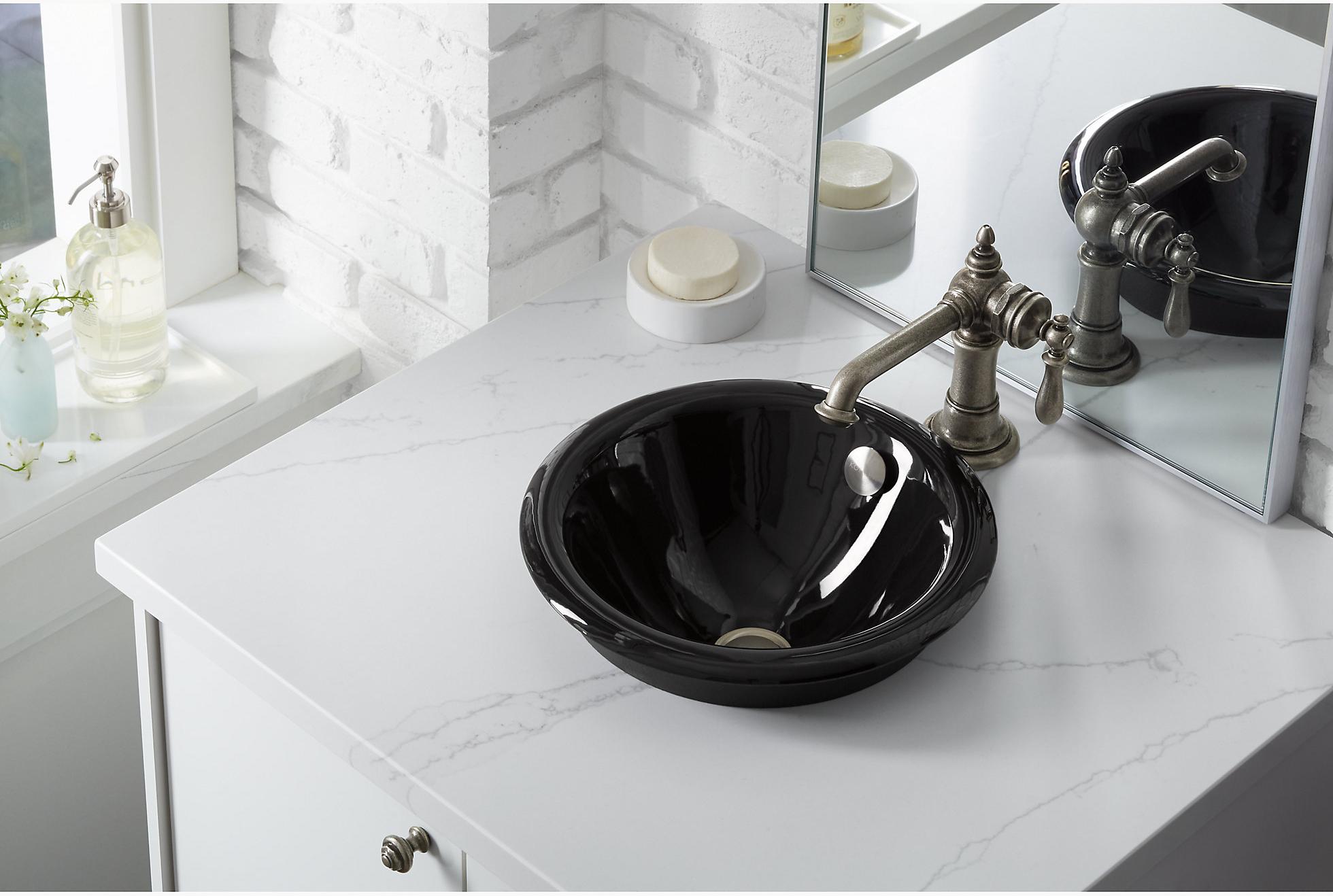 KOHLER Круглая встраиваемая раковина для ванной комнаты Iron Plains с краской Iron Black с нижней стороны K-20211-P5-FF  - Вид №6