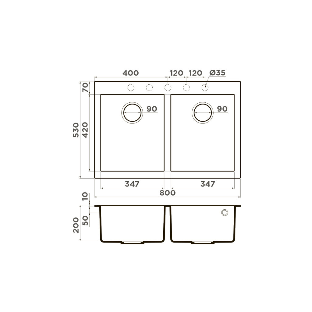 Кухонная мойка Bosen 80-2 DC OMOIKIRI 4993840 - Вид №1