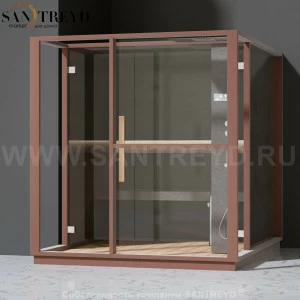 Effegibi LOGICA H LO30030013 Хаммам. Установка: в левый  полуугол. Правая дверь. Мощность: 4,5 кВт макс. Размеры: длина 214 см, ширина 250 см. Отделка: матовый лакированный коричневый аллюминий и темный ламинат из керамогранита.