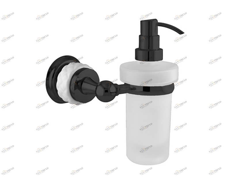 065586.000.84 Дозатор мыла настенный из белого фарфора Матовый черный Mestre 