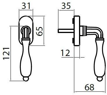 GHIDINI Оконная ручка из латуни dk на розе R901 sun-id-1375314 - Вид №2