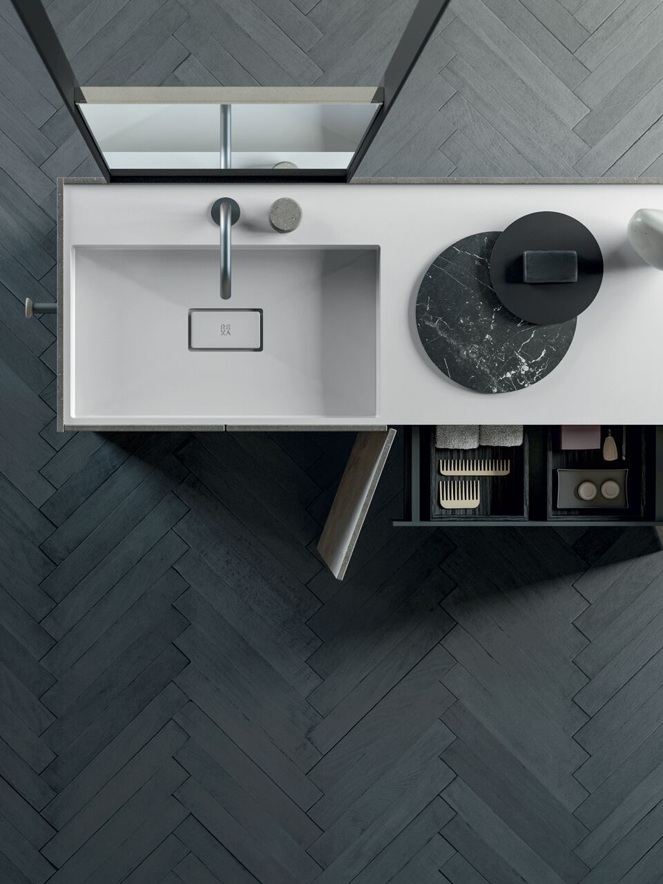 Шкаф для раковины Corian® со встроенной раковиной Rexa уникальный ARCH-00026137