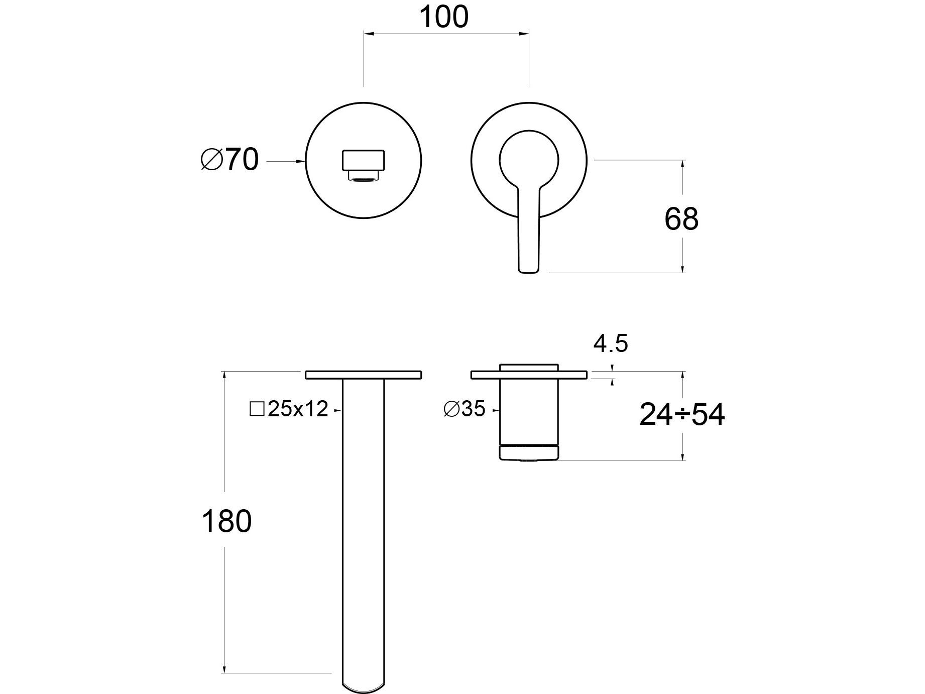 Настенный однорычажный смеситель для раковины GUGLIELMI RUBINETTERIE QR ARCH-00109791 - Вид №1