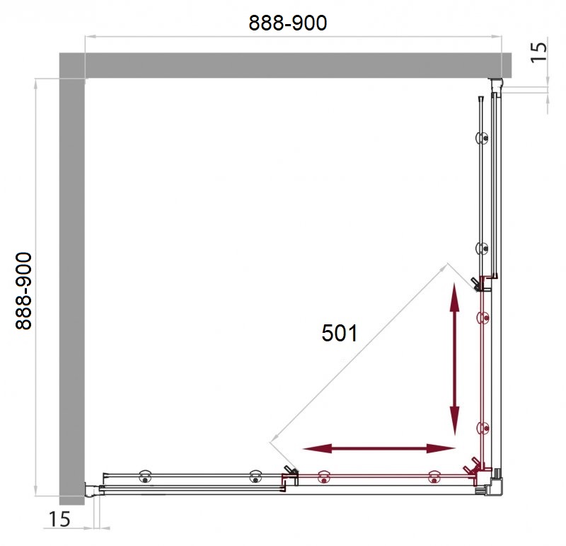 Душевой уголок BelBagno UNO-195-A-2-90-C-Cr - Вид №5