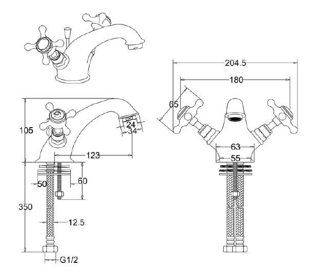 Смеситель для раковины с раковиной Burlington STAFFORD ARCH-00135120 - Вид №2