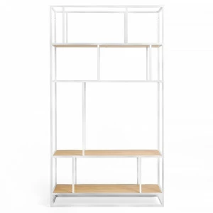Стеллаж белый с полками светлый дуб Makella white INTELLIGENT DESIGN СТЕЛЛАЖ MAKELLA 260742 Белый