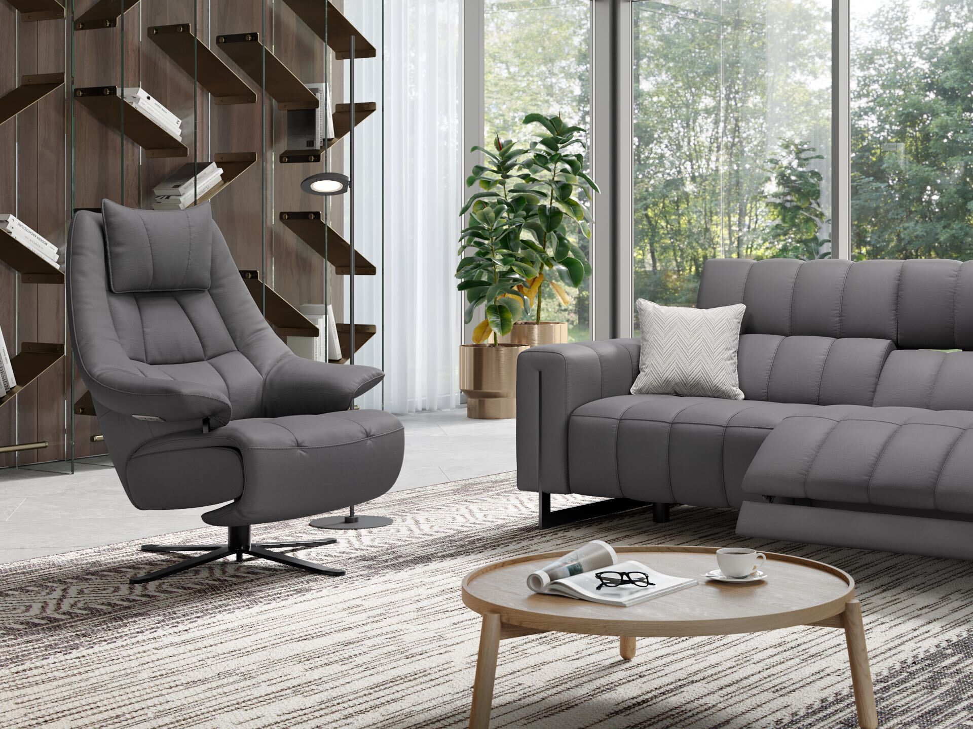 Кожаное вращающееся кресло с подлокотниками Sofanella FLORENCE ARCH-00065983 - Вид №4