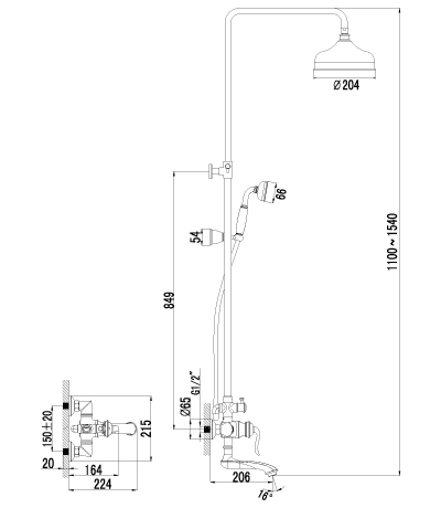 LM4762G Смеситель Brava для ванны и душа LEMARK BRAVA - Вид №1