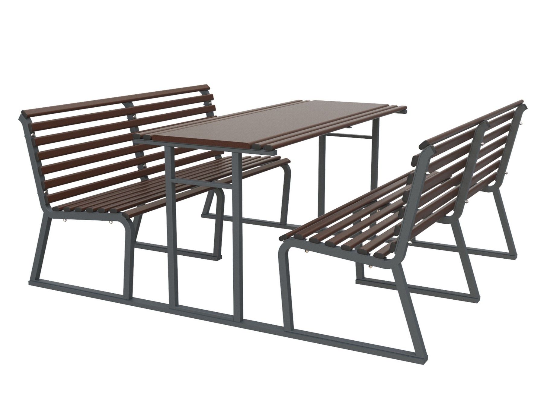 Прямоугольный стол для пикника из оцинкованной стали со встроенными скамейками Lazzari город ARCH-00152532