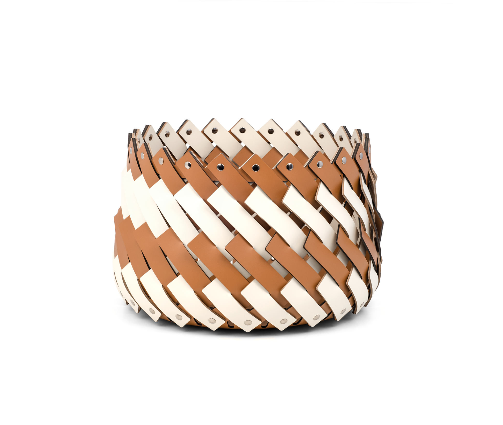 Корзина Almeria Bicolour - Ø 40XH27 см / регенерированная кожа серо-коричневый Pinetti 00.1143.082.027-048