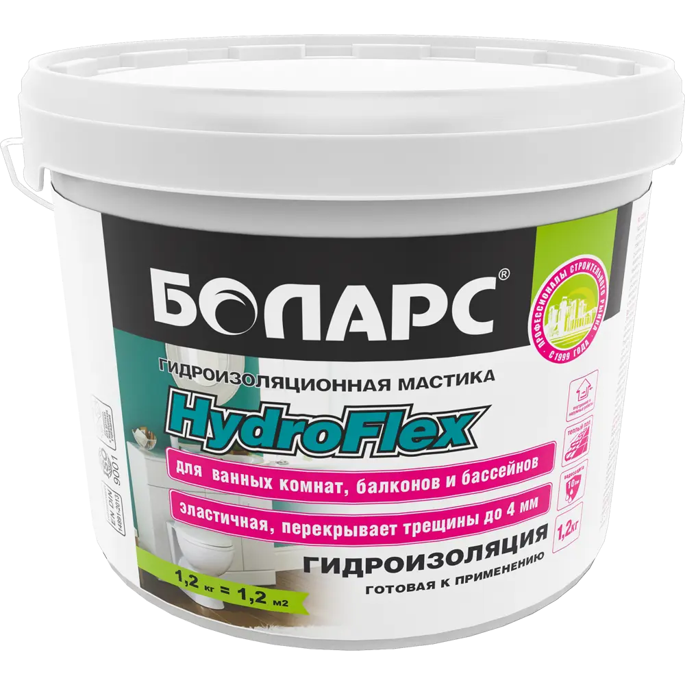 БОЛАРС HydroFlex — эластичная гидроизоляционная мастика для влажных помещений 16843299 STLM-0007206