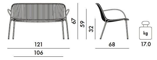 2-местный оцинкованный стальной садовый диван Kartell Hiray ARCH-00136181 - Вид №29