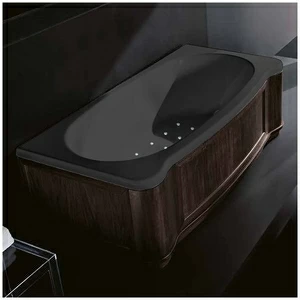 Ванна Gruppo treesse New Classic Young STA-V674C-DX-WV-C чёрная с аэромассажем прямоугольная правая дерево венге