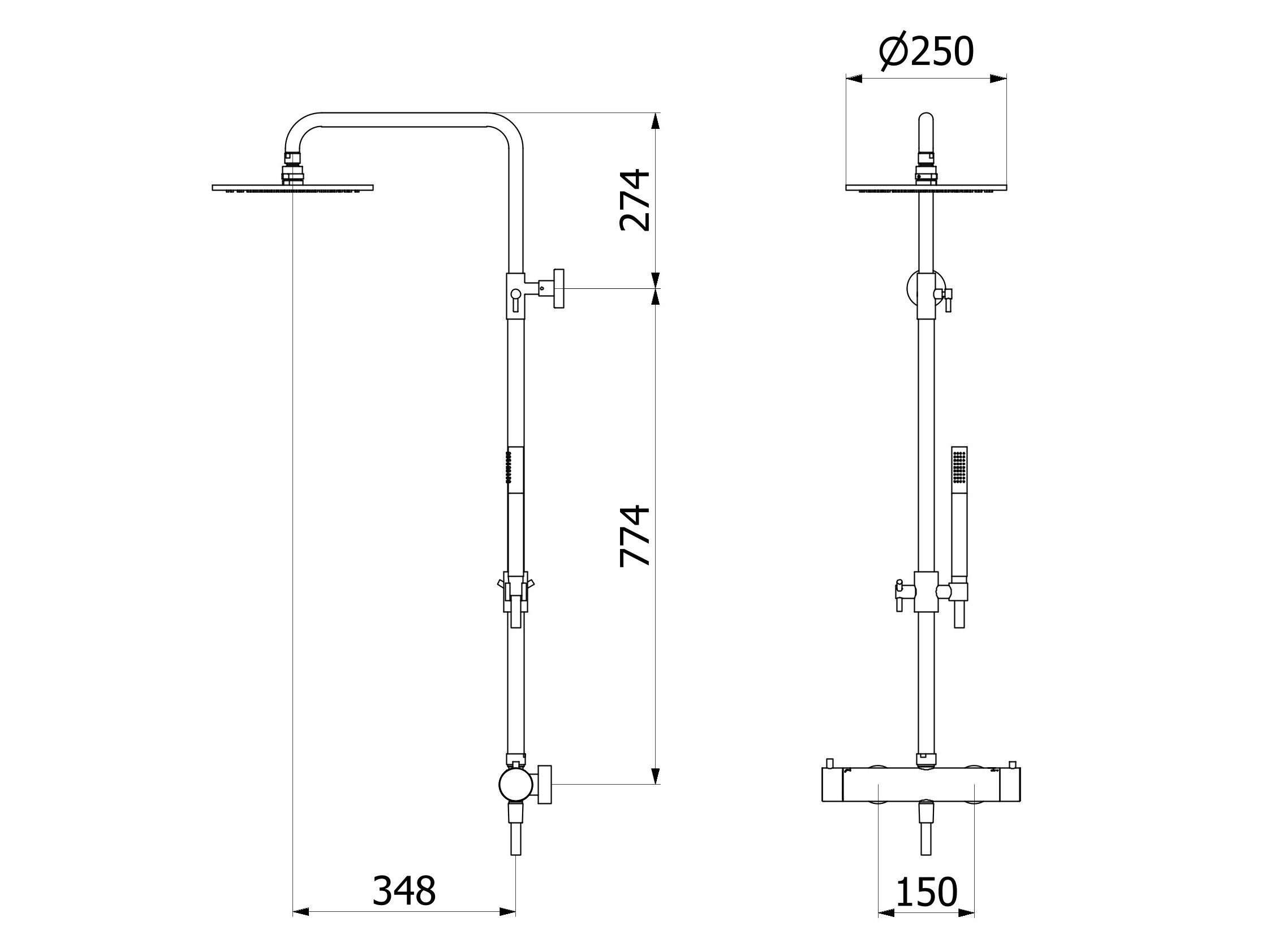 Настенная термостатическая душевая колонна с ручным душем IB Милан Турин ARCH-00148716 - Вид №12