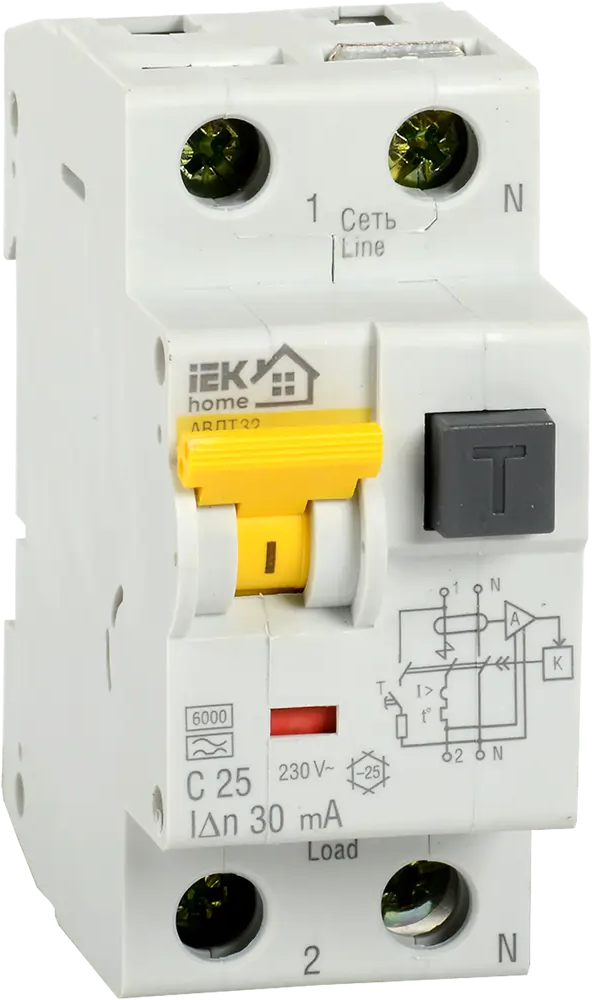 Дифференциальный автомат IEK HOME 20А с защитой от утечек тока 18072521