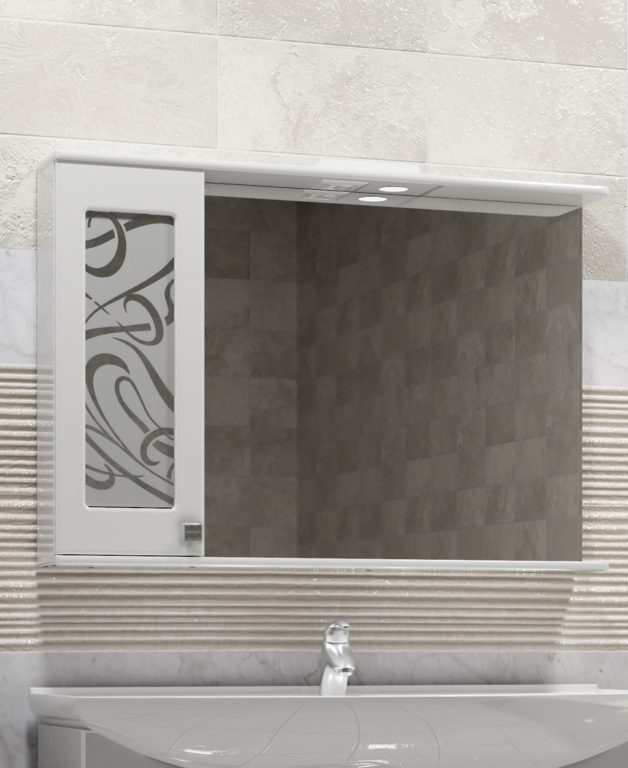 Зеркальный шкаф Provans 1000 (левый, со спотом)1000⨉150⨉700 мм белый VIGO sun-id-665362 - Вид №1