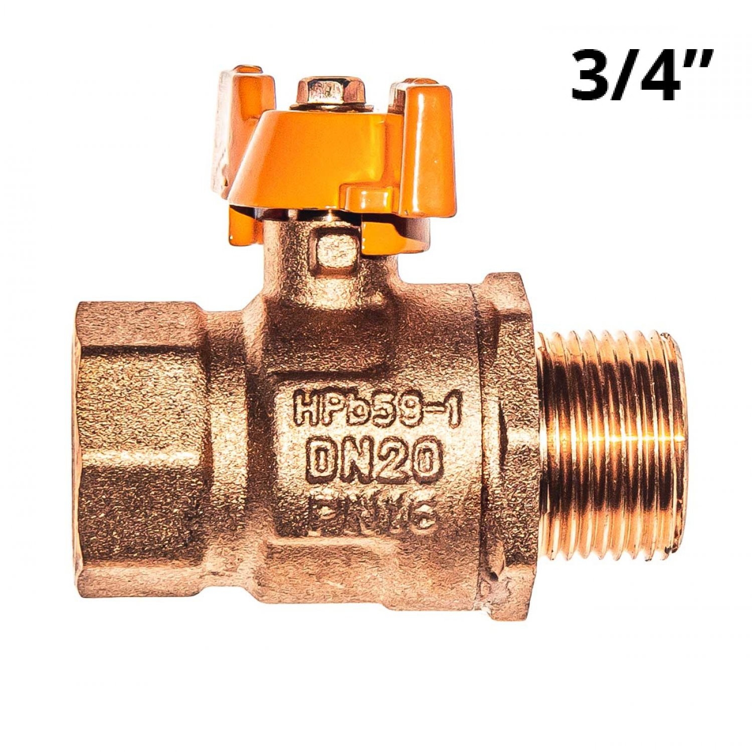 21009 Кран шаровой под газ в/н 3/4" бабочка, медь LAB.Space  - Вид №3