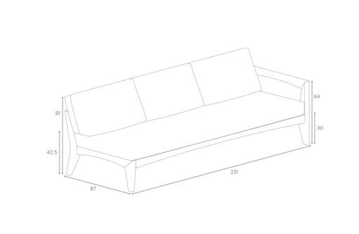 3-местный тканевый садовый диван Royal Botania Zenhit lounge ARCH-00021014 - Вид №9
