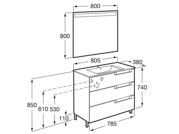 Деревянный напольный умывальник с зеркалом Roca Aleyda ARCH-00106137 - Вид №47
