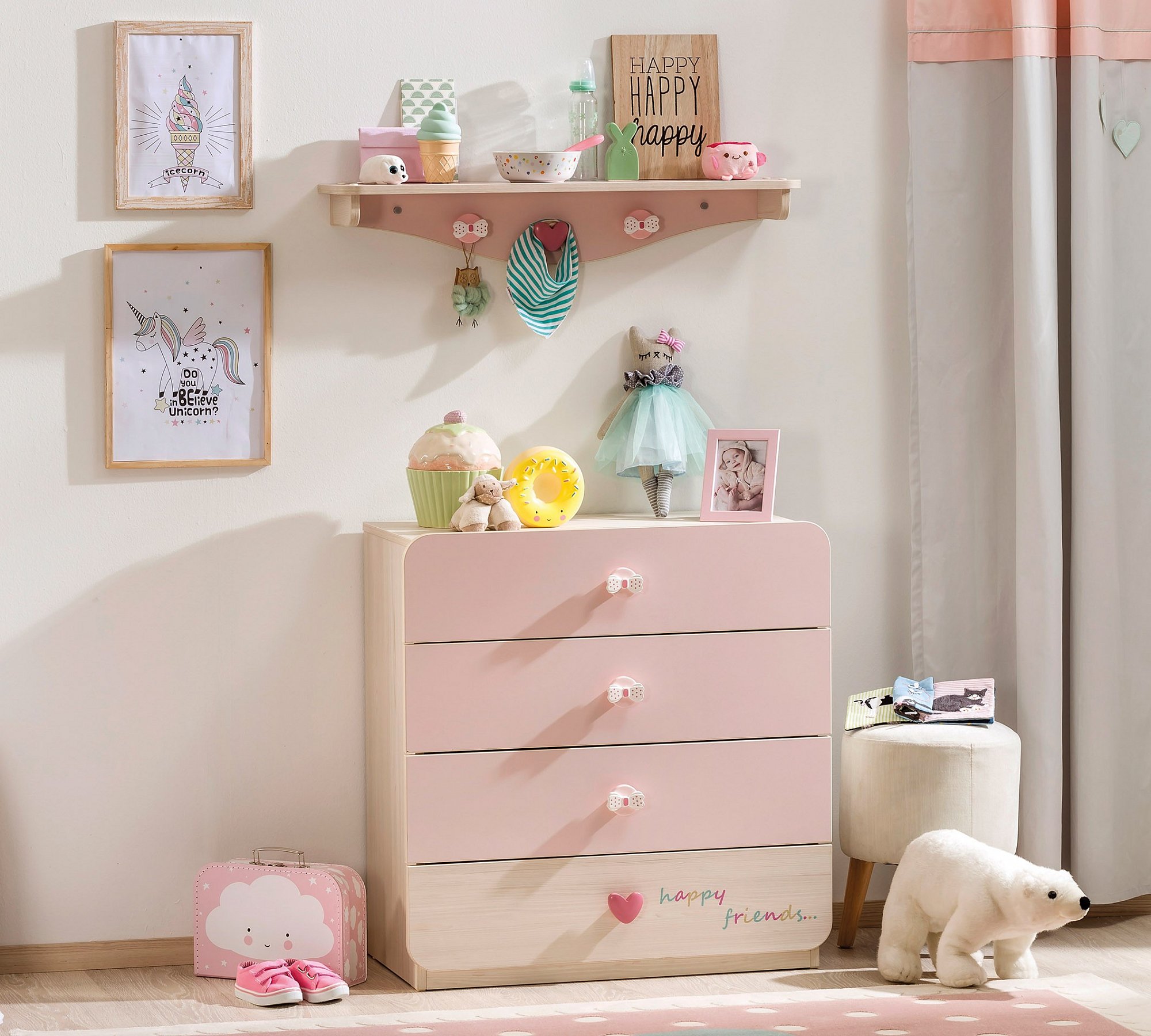 Комод детский с 4 ящиками розовый Baby Girl CILEK BABY GIRL 00-3832234 Бежевый;розовый Santreyd  - Вид №5