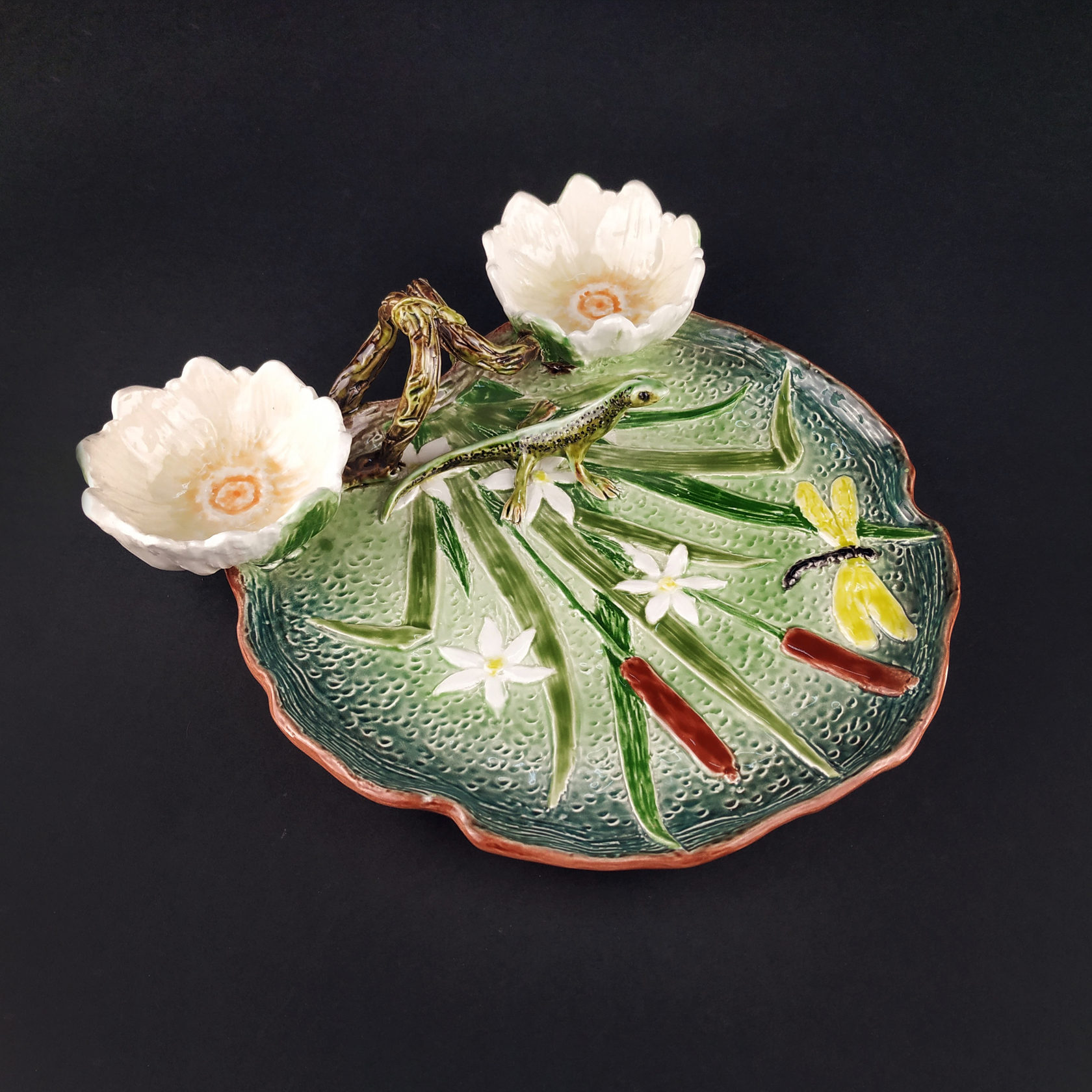 Блюдо для закусок (с двумя кувшинками) Бирюза/Салатовый PROVANSFAIENCE sun-id-994771 - Вид №19