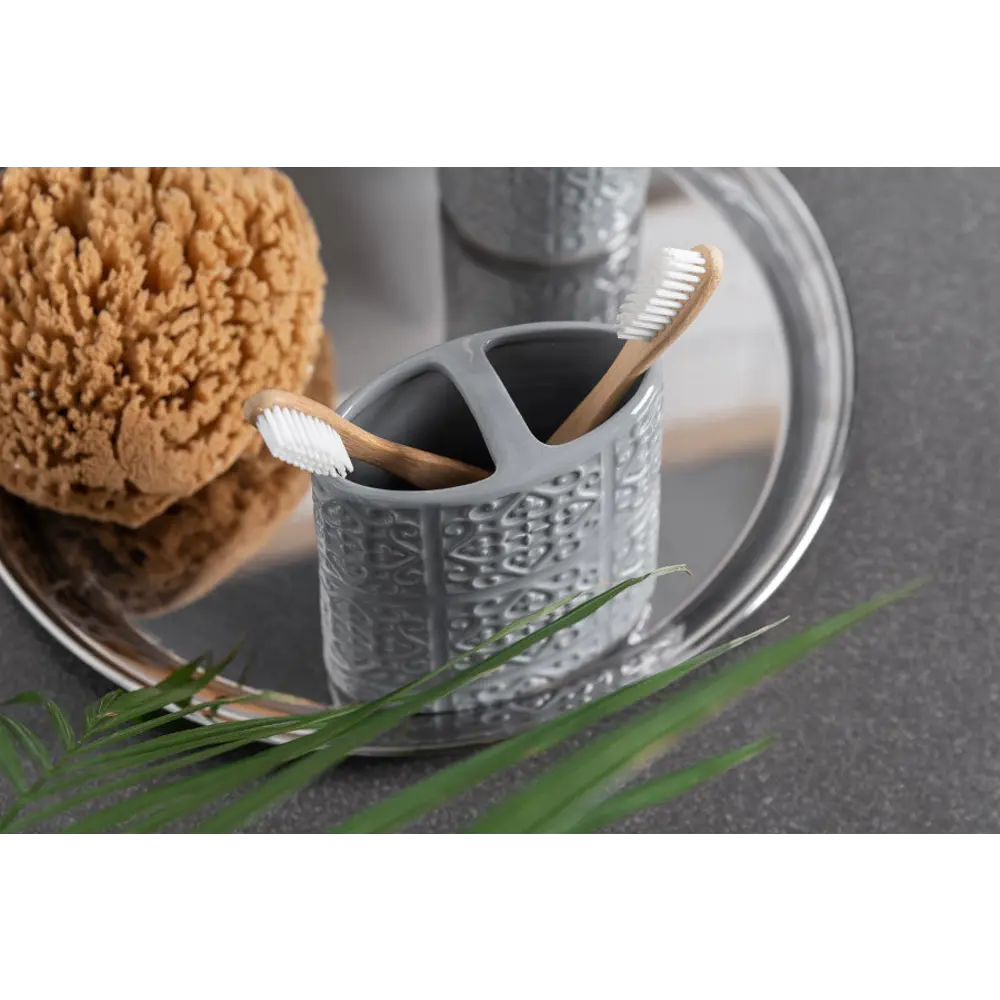 Стакан для зубных щёток Grey с разделителем VERRAN STLM-2008647 - Вид №6