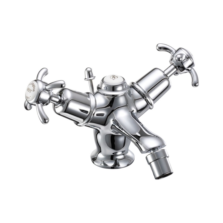 Burlington Смеситель для биде Anglesey с выдвижным сливом Полный оборот с черным акцентом AN13 BLA  - Вид №2