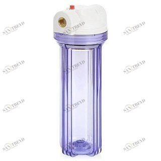 Корпус Гейзер 10" 1/2  прозрачный для холодной воды, с пластиковой резьбой 50531