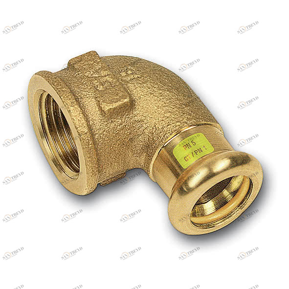1110902834 SANHA 11090G пресс-фитинг газ, бронза, угловой переход ВПр-ВР 28x3/4 мм 