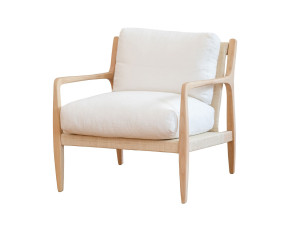 Кресло из дерева и рафии с подлокотниками