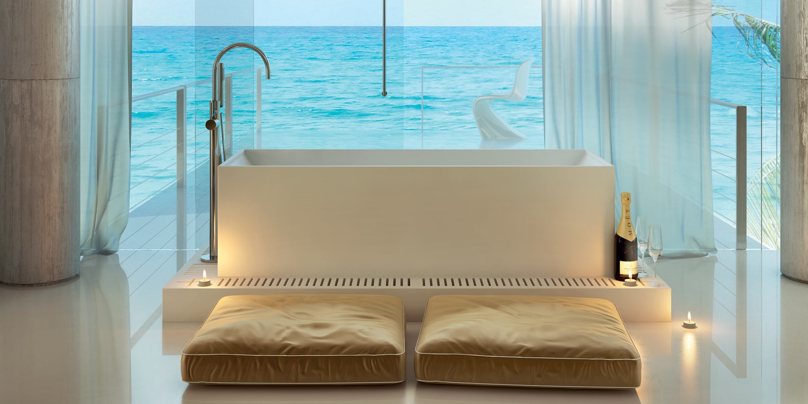 Design Ванна из Corian 1800x780x500 Tank 19 белая MOMA Design TK191S1800 - Вид №1