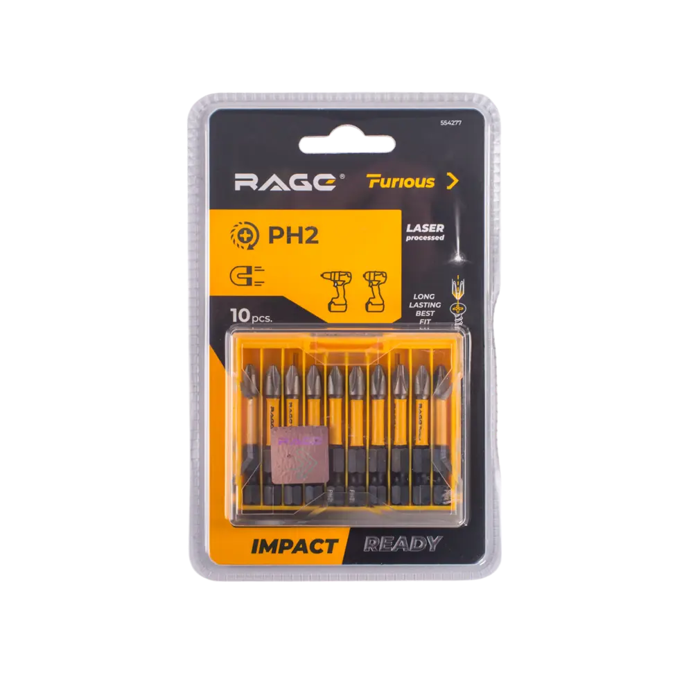 Бита ударная Rage Furious 554277 PH2x50 мм, 10 шт STLM-2012740 - Вид №9