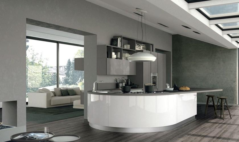 Cucine Lube Лаковая оборудованная кухня с полуостровом [clover] sun-id-1345421 - Вид №3