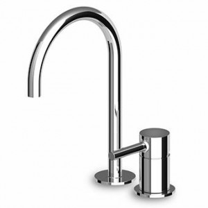 ZP6223 Смеситель для раковины, однорычажный, на 2 отверстия, с поворотным изливом, аэратором, гибкими шлангами. Zucchetti Pan