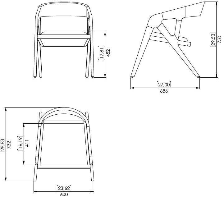 Prieto Studio Кресло из дерева с подлокотниками  Bra001  - Вид №5