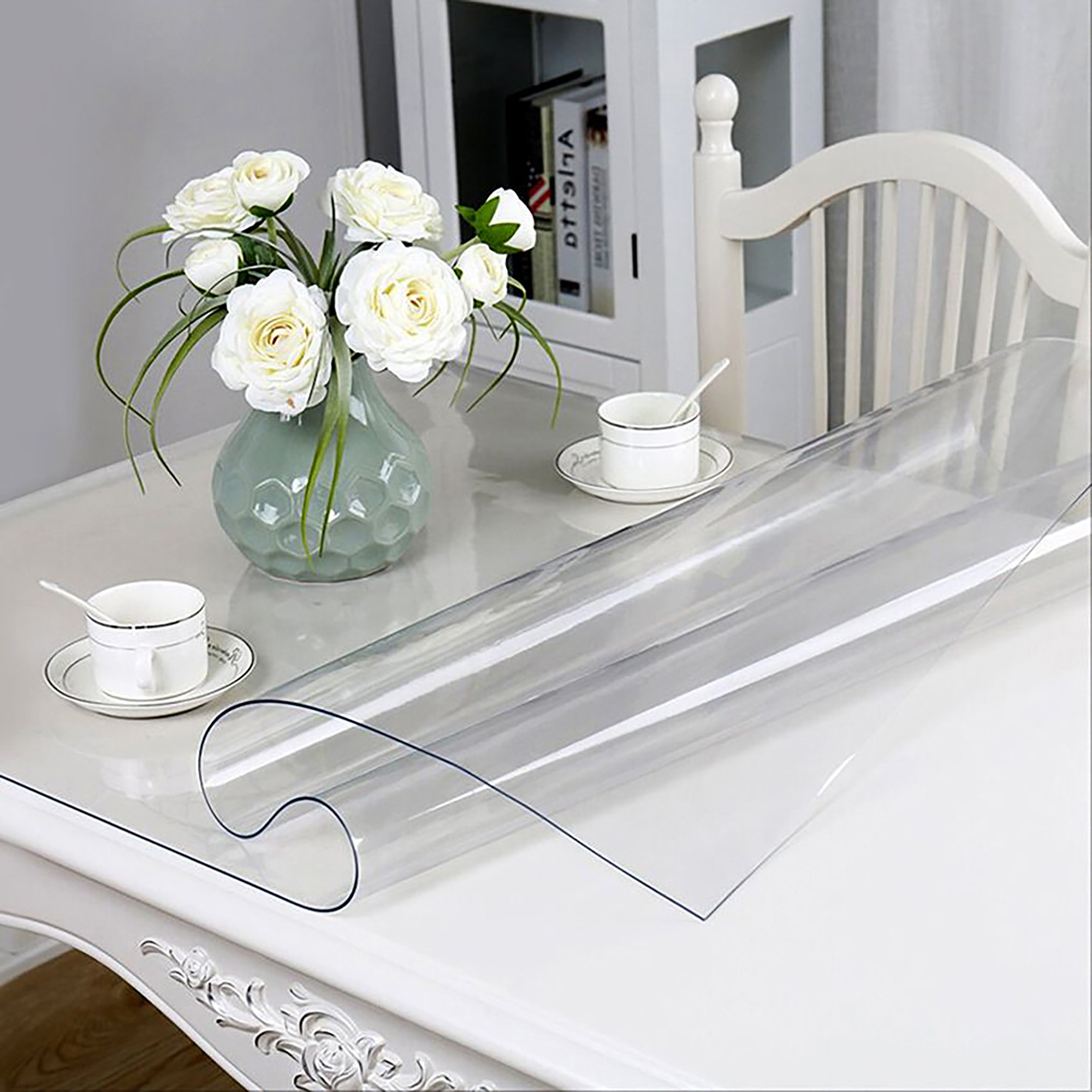 84573264 Скатерть термоустойчивая прямоугольная 0.8 мм 80x120 см, цвет прозрачный Жидкое стекло STLM-0052016 Santreyd