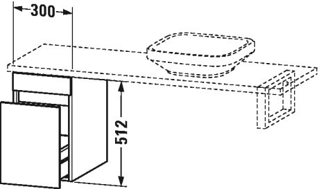 DS532000707 Шкафчик для компактной консоли DuraStyle #DS5320 300 x 478 мм Бетонно-серый матовый декор Duravit - Вид №1