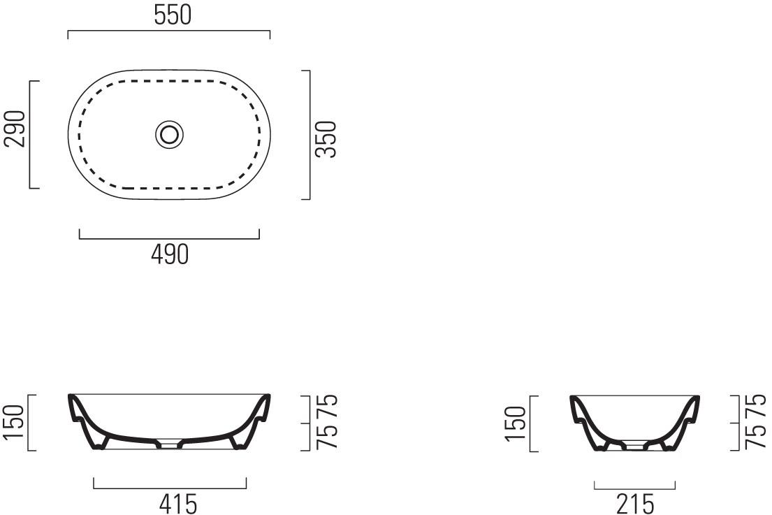 903011 Подвесная раковина настенная овальная GSI ceramica Sand белая - Вид №4