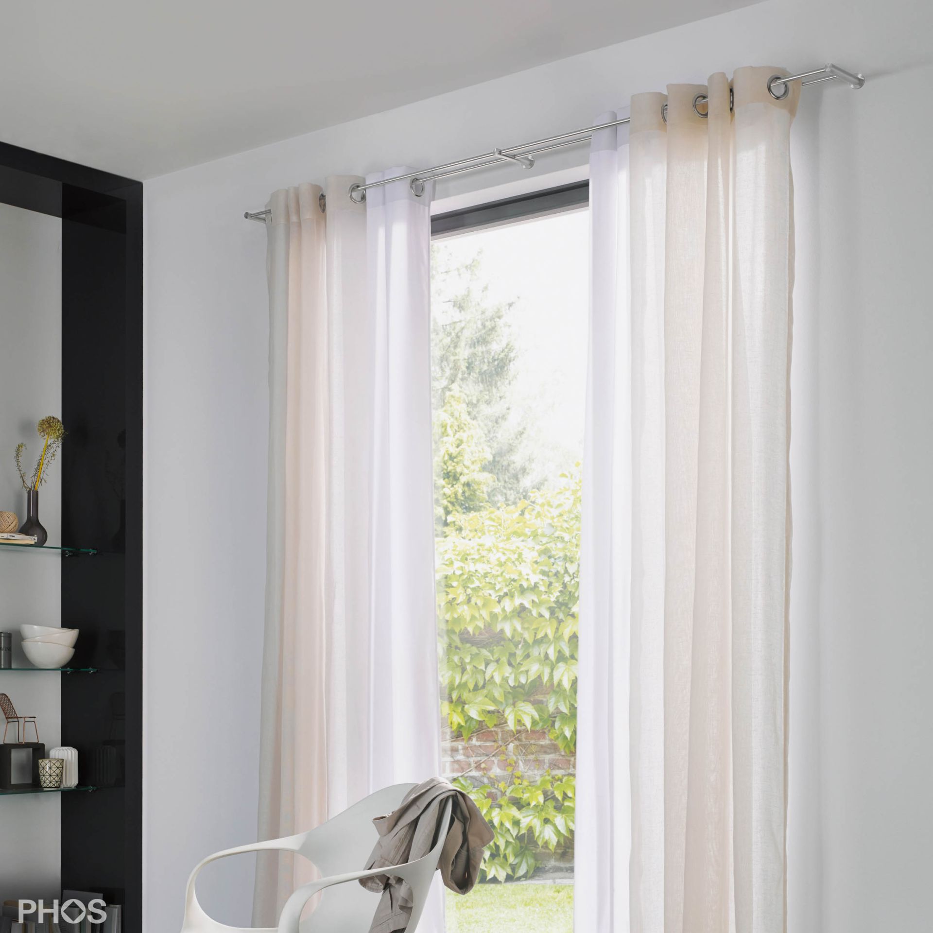 VS20-140ED4000 Комплект карнизов: двуствольный 400 см с 2 концевыми кронштейнами и 1 кронштейном в качестве средней опоры PHOS  - Вид №3