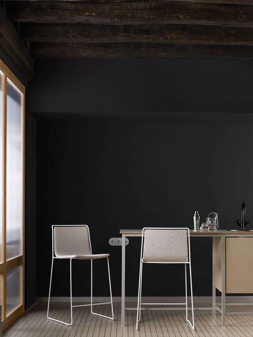 ONDARRETA Стул из высокой стали с сиденьем, обитым кожей Alo sun-id-1428895 - Вид №12