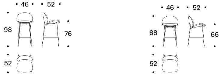 Saba Italia Высокий табурет из ткани со спинкой Ola sun-id-1438106 - Вид №2