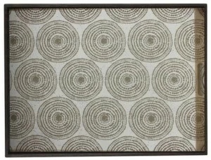 Ethnicraft Прямоугольный поднос из дерева и стекла Tribal quest 20376