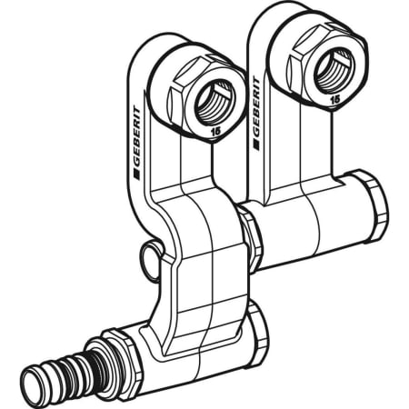611.364.22.7 Комплект концевых элементов Geberit Mepla для подключения к подающему и обратному трубопроводу, с резьбовым соединением с цанговым кольцом под евроконус Geberit  - Вид №4