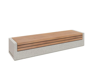 Скамейка из ироко и бетона без спинки