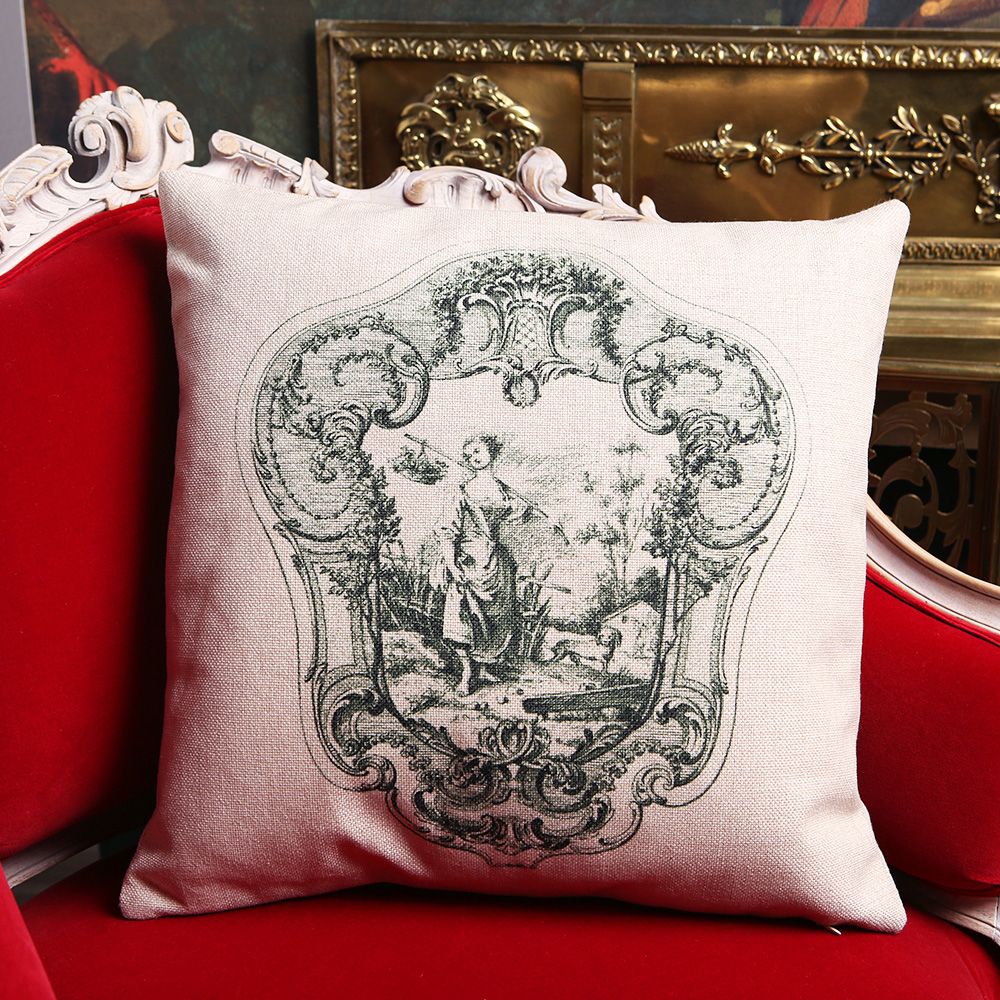 2719144 Декоративная подушка «Туаль де Жуи», сюжет 2, антик грин Object Desire  - Вид №1