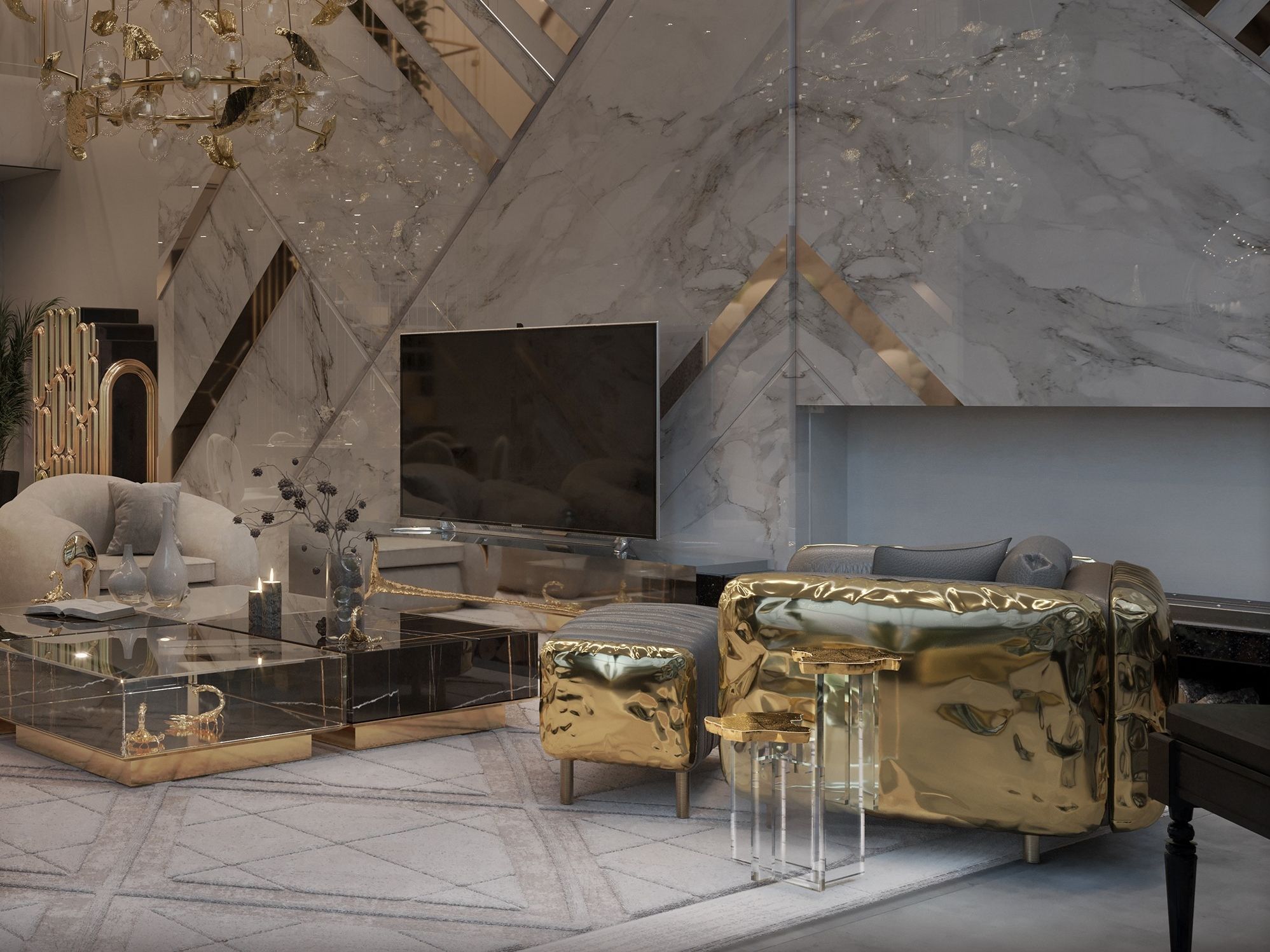 Высокий латунный журнальный столик для гостиной Boca do Lobo Лимитированная серия ARCH-00071692 - Вид №7