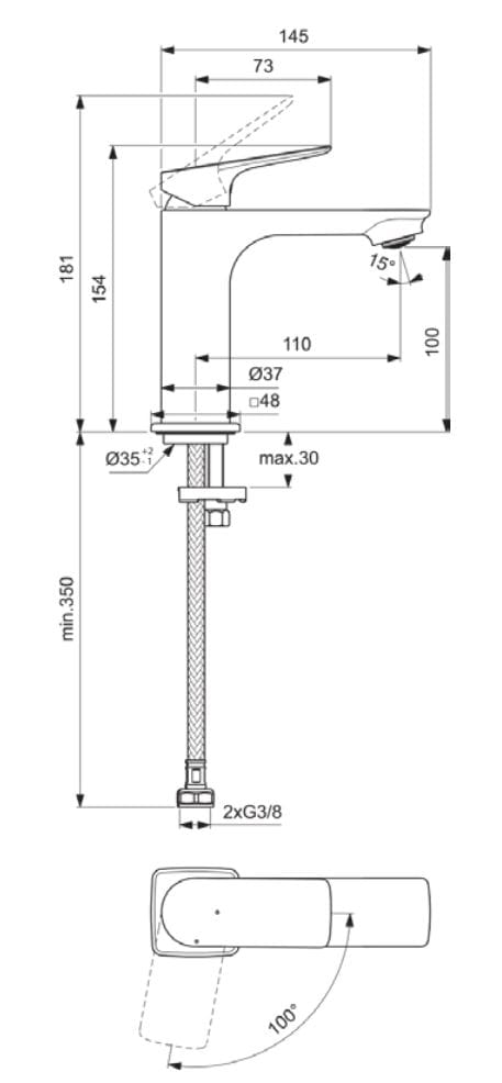 Однорычажный смеситель для раковины без слива Ideal Standard Ceralife C ARCH-00035185 - Вид №2