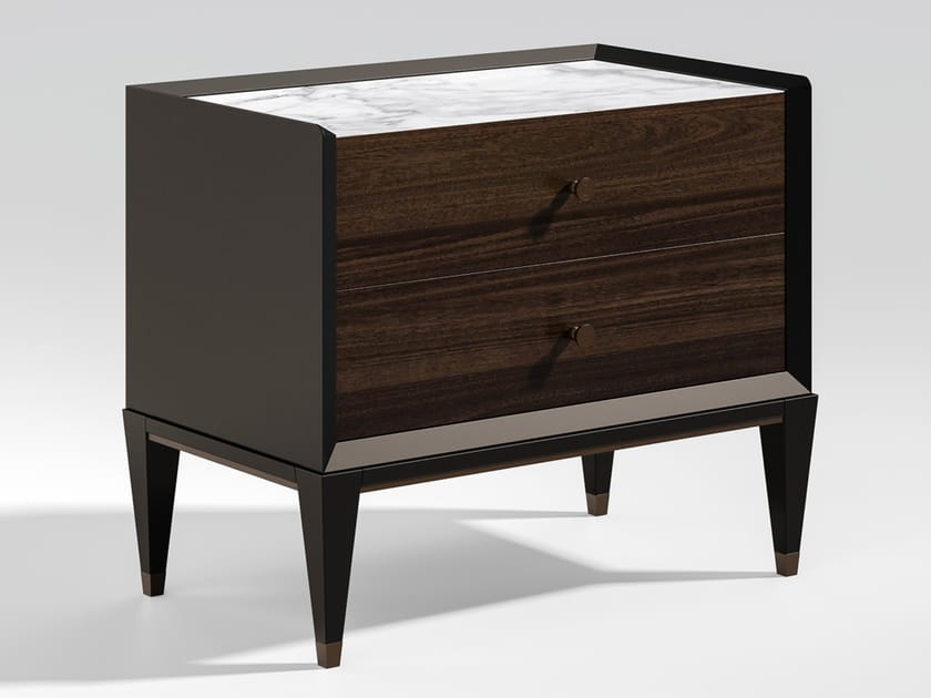 Прямоугольная тумбочка из дерева и мрамора CPRN HOMOOD Eclipse ARCH-00064741